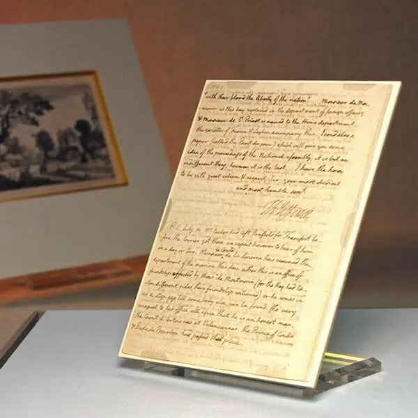 Image of a document being preserved in a museum